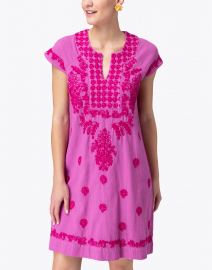Front image thumbnail - Roller Rabbit - Faith Pink Embroidered Cotton Dress
