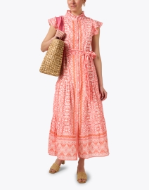 Look image thumbnail - Jude Connally - Mirabella Pink and Orange Print Cotton Dress