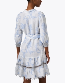 Back image thumbnail - Temptation Positano - Tokyo White and Blue Embroidered Linen Dress