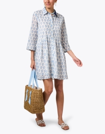 Look image thumbnail - Ro's Garden - Deauville Blue and White Print Shirt Dress