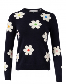 Navy Floral Intarsia Wool Cashmere Sweater