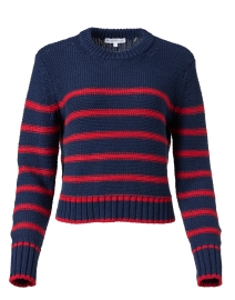Product image thumbnail - White + Warren - Navy and Red Striped Cotton Sweater