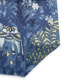 Kinross - Blue Elephant Print Silk Cashmere Scarf