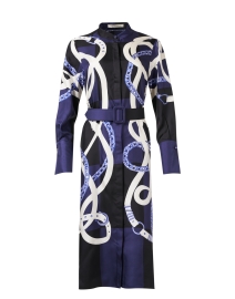 Product image thumbnail - Rani Arabella - Cambridge Navy Print Silk Dress