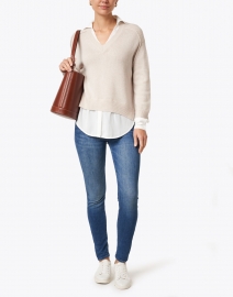 Look image thumbnail - Brochu Walker - Almond Cashmere Sweater with White Underlayer