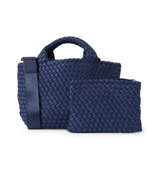 Extra_2 image thumbnail - Naghedi - St. Barths Mini Solid Slate Blue Woven Handbag