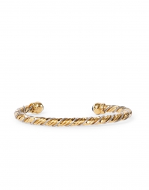 Gas Bijoux - Gold, Silver, and Green Intertwined Braided Cuff Bracelet 
