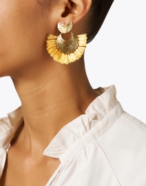 Look image thumbnail - Gas Bijoux - Gold Raffia Drop Earrings