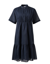 Navy Tiered Cotton Dress