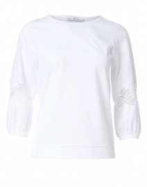 White Floral Embroidered Cotton Top 