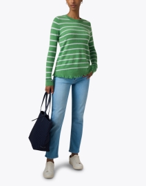 Look image thumbnail - Cortland Park - Green Striped Cashmere Sweater