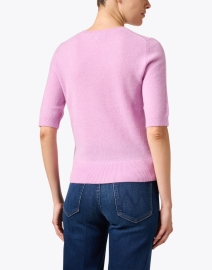 Back image thumbnail - White + Warren - Pink Cashmere Elbow Sleeve Top