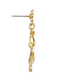 Back image thumbnail - Ben-Amun - Gold Flower Post Drop Earrings
