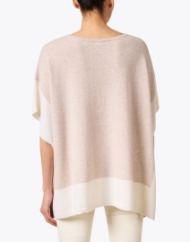 Back image thumbnail - Kinross - Beige and White Cashmere Popover Sweater
