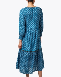 Back image thumbnail - Ro's Garden - Genia Blue Print Cotton Dress