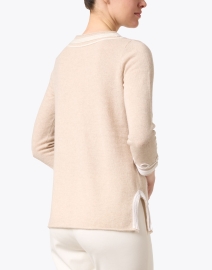 Back image thumbnail - Cortland Park - Calipso Beige Embroidered Cashmere Top