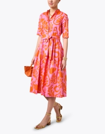 Look image thumbnail - Caliban - Pink and Orange Print Cotton Shirt Dress