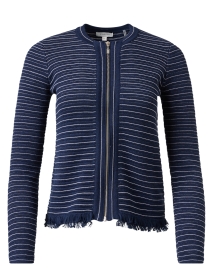 Navy and White Striped Cotton Jacket
