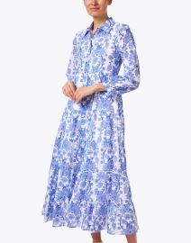 Front image thumbnail - Ro's Garden - Jinette Blue and White Print Dress