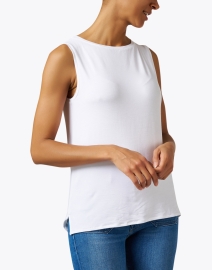 Front image thumbnail - Majestic Filatures - White Soft Touch Boatneck Tank 