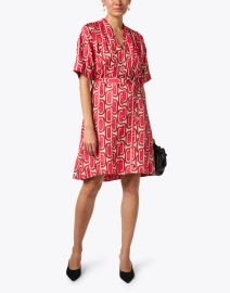 Look image thumbnail - Seventy - Red Geometric Print Silk Dress