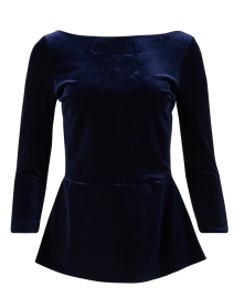 Product image thumbnail - Chiara Boni La Petite Robe - Pieranna Blue Velvet Peplum Top