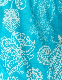 Fabric image thumbnail - Pashma - Turquoise Paisley Print Cashmere Silk Sweater