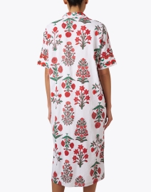 Back image thumbnail - Ro's Garden - Thelma White and Red Floral Print Dress