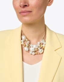Look image thumbnail - Deborah Grivas - Pearl and Golden Beaded Necklace