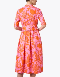 Back image thumbnail - Caliban - Pink and Orange Print Cotton Shirt Dress