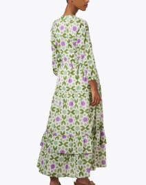 Back image thumbnail - Banjanan - Bazaar Green Print Cotton Dress