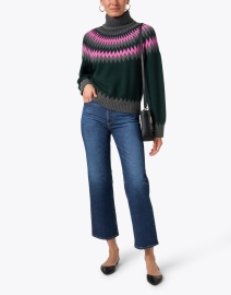Look image thumbnail - Jumper 1234 - Green and Pink Nordic Wool Cashmere Sweater