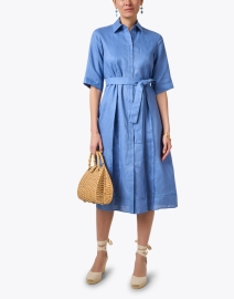 Look image thumbnail - Max Mara Leisure - Nocino Blue Linen Shirt Dress