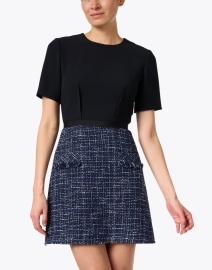 Front image thumbnail - Jason Wu Collection - Navy Tweed and Crepe Dress