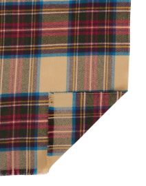 Back image thumbnail - Johnstons of Elgin - Red, Blue and Beige Tartan Extra Fine Wool Scarf