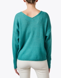 Back image thumbnail - Margaret O'Leary - Teal Cashmere Silk Sweater