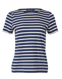 Etrille Navy and Ecru Striped Cotton Top