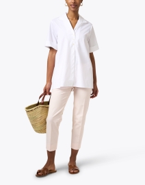 Look image thumbnail - Hinson Wu - Betty White Short Sleeve Button Down Stretch Cotton Shirt
