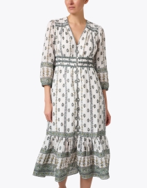 Front image thumbnail - Veronica Beard - Castella Ivory and Green Printed Dress