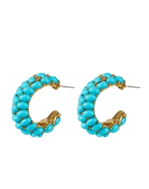 Product image thumbnail - Kenneth Jay Lane - Turquoise and Gold Hoop Earrings