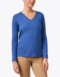 Front image thumbnail - Kinross - Blue Cashmere Sweater