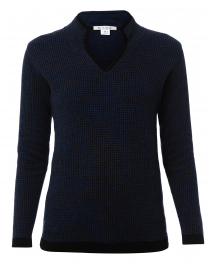 Dark Denim and Black Houndstooth Cotton Sweater