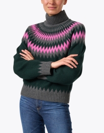 Front image thumbnail - Jumper 1234 - Green and Pink Nordic Wool Cashmere Sweater