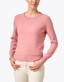 Front image thumbnail - White + Warren - Pink Cashmere Crew Neck Sweater