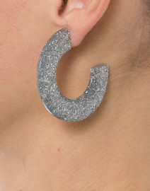 Gia Silver Glitter Resin Hoop Earrings