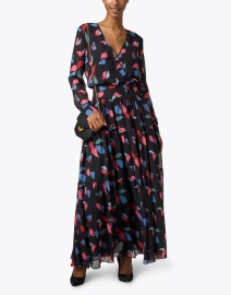 Look image thumbnail - Emporio Armani - Black Multi Print Chiffon Dress