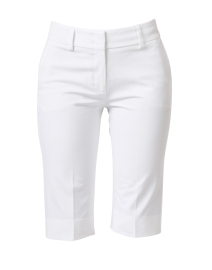Fabric image thumbnail - Piazza Sempione - White Stretch Cotton Gabardine Bermuda Shorts