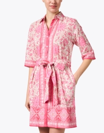 Front image thumbnail - Bella Tu - Pink Print Cotton Shirt Dress