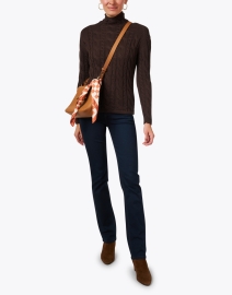 Look image thumbnail - Blue - Brown Cotton Cable Sweater