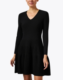 Front image thumbnail - Shoshanna - Cierra Black Knit Fit and Flare Dress